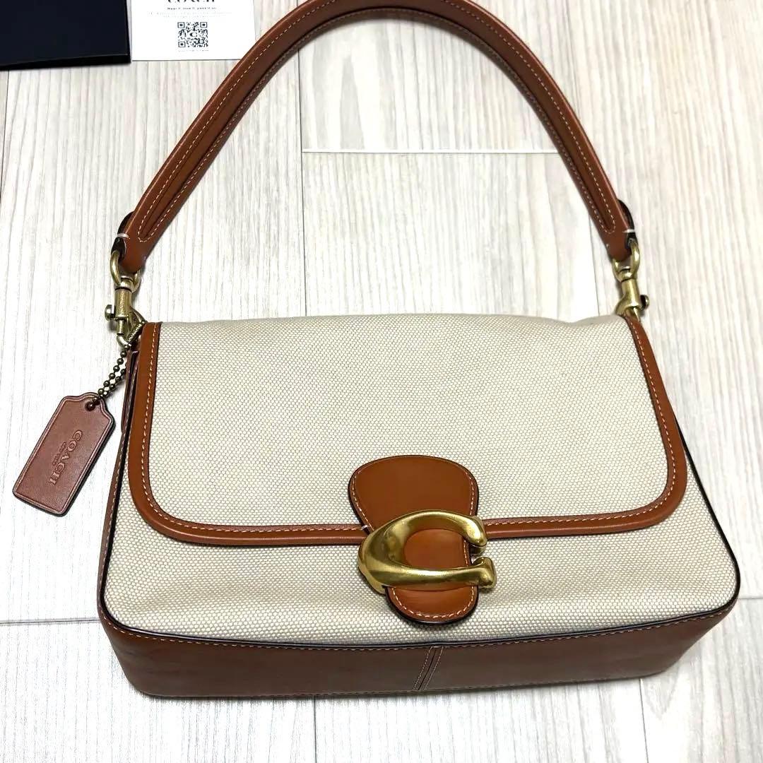 coach ソフト　タビー　ショルダー　キャンバス　ハンドバッグ　2way