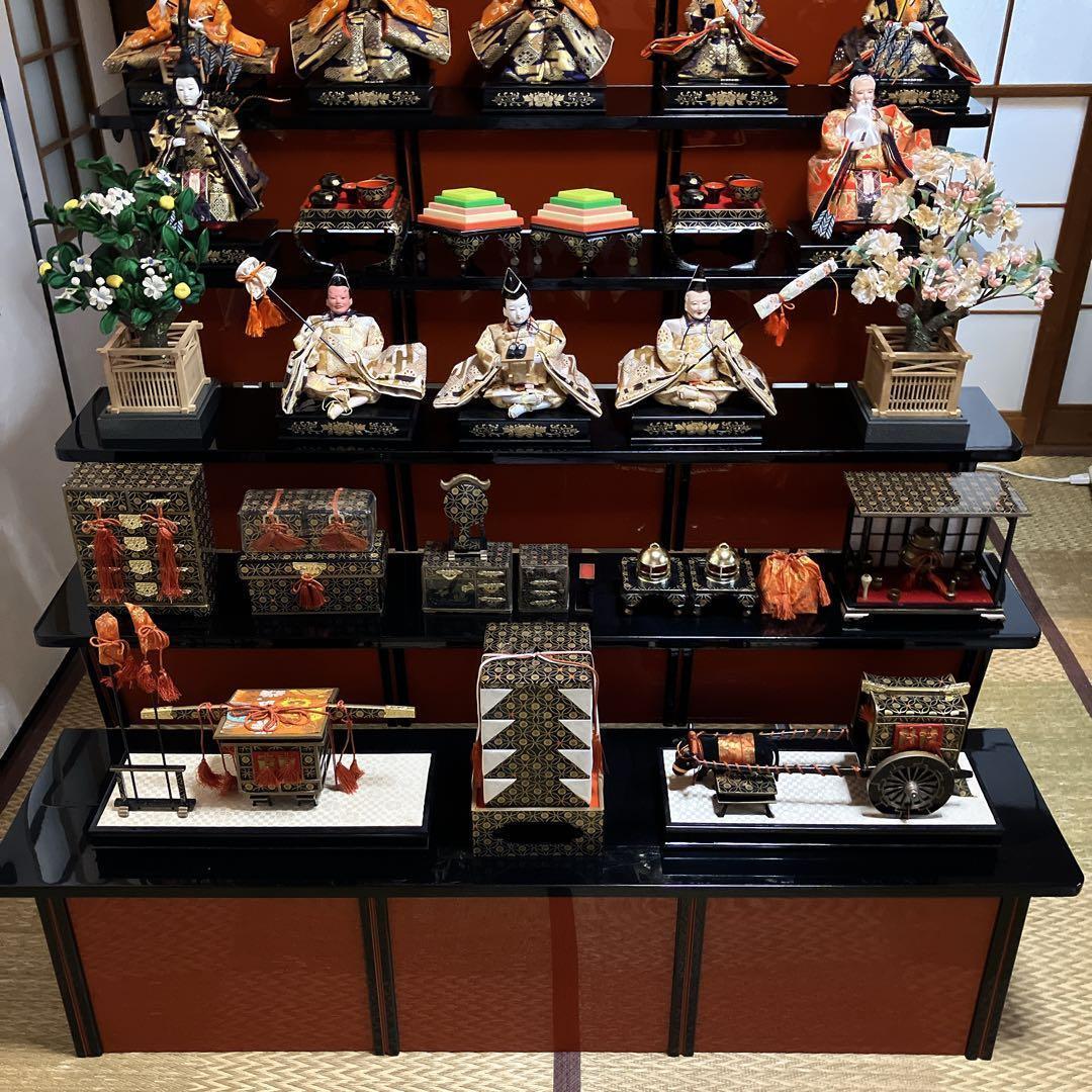 ②高級ひな壇　7段40号 木製黒塗り スチール【①②③同時購入限定】