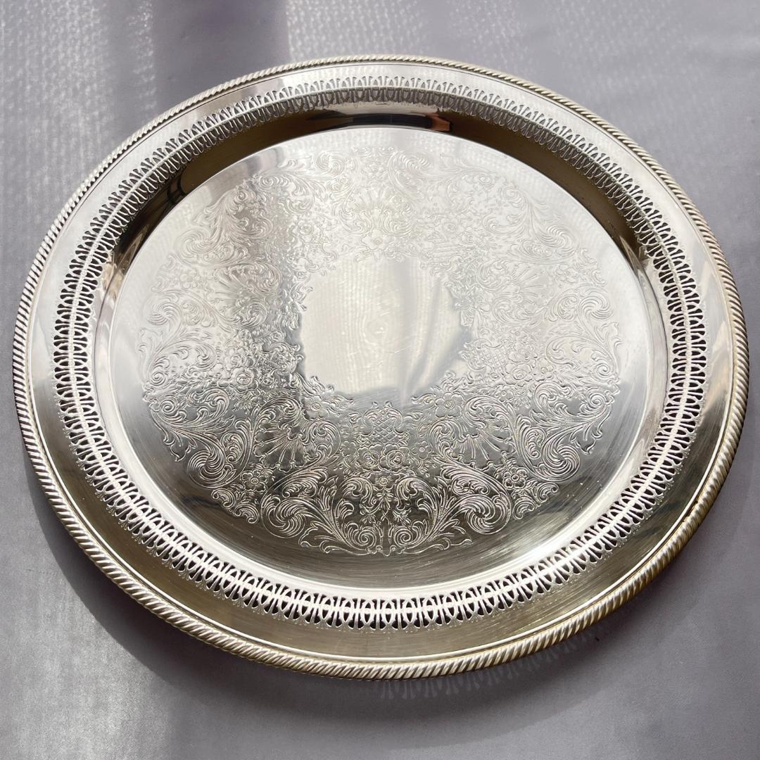 【WM ROGERS】透かしのカフェトレー / ギャラリートレー 38cm