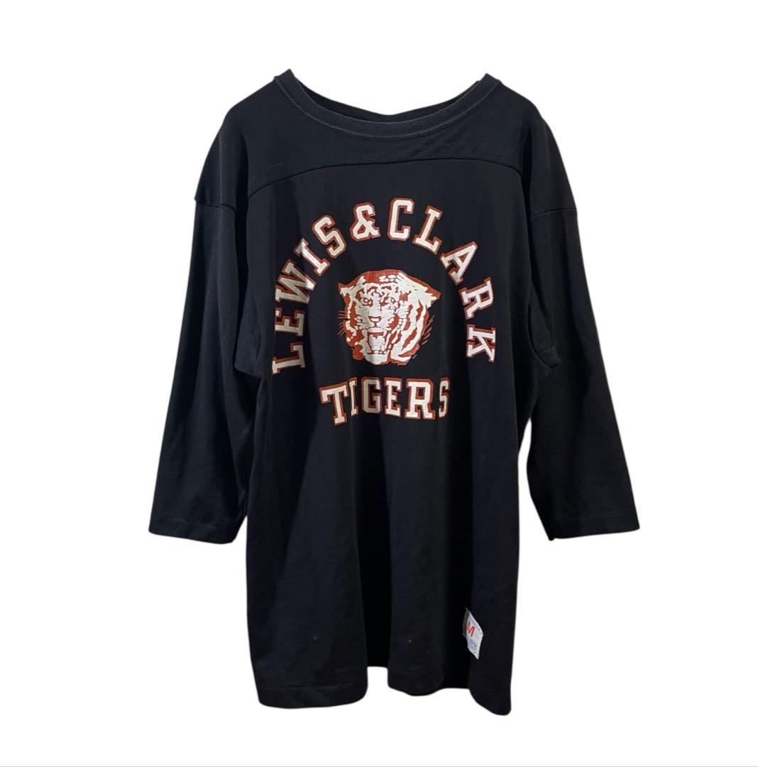 70s champion フットボールシャツ　ブラック　パータグ　M