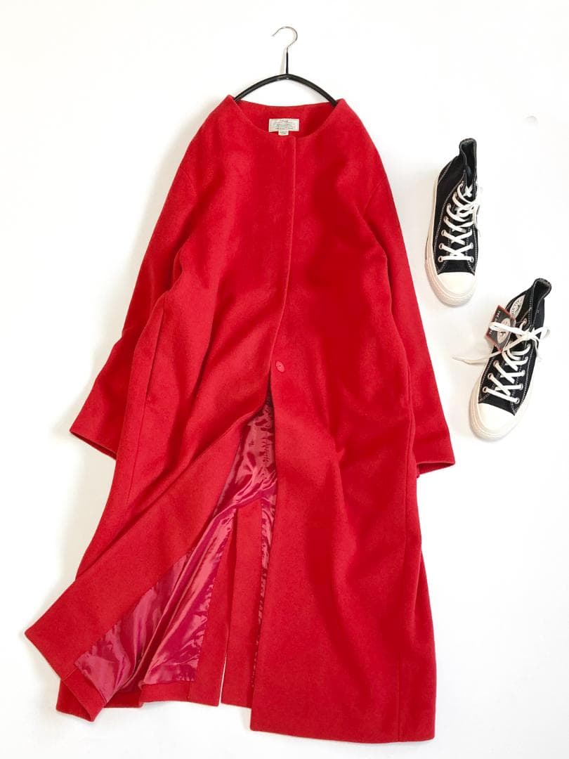 美品ジャーナルスタンダードレリュームきれい色SUPER100クルーネックコート