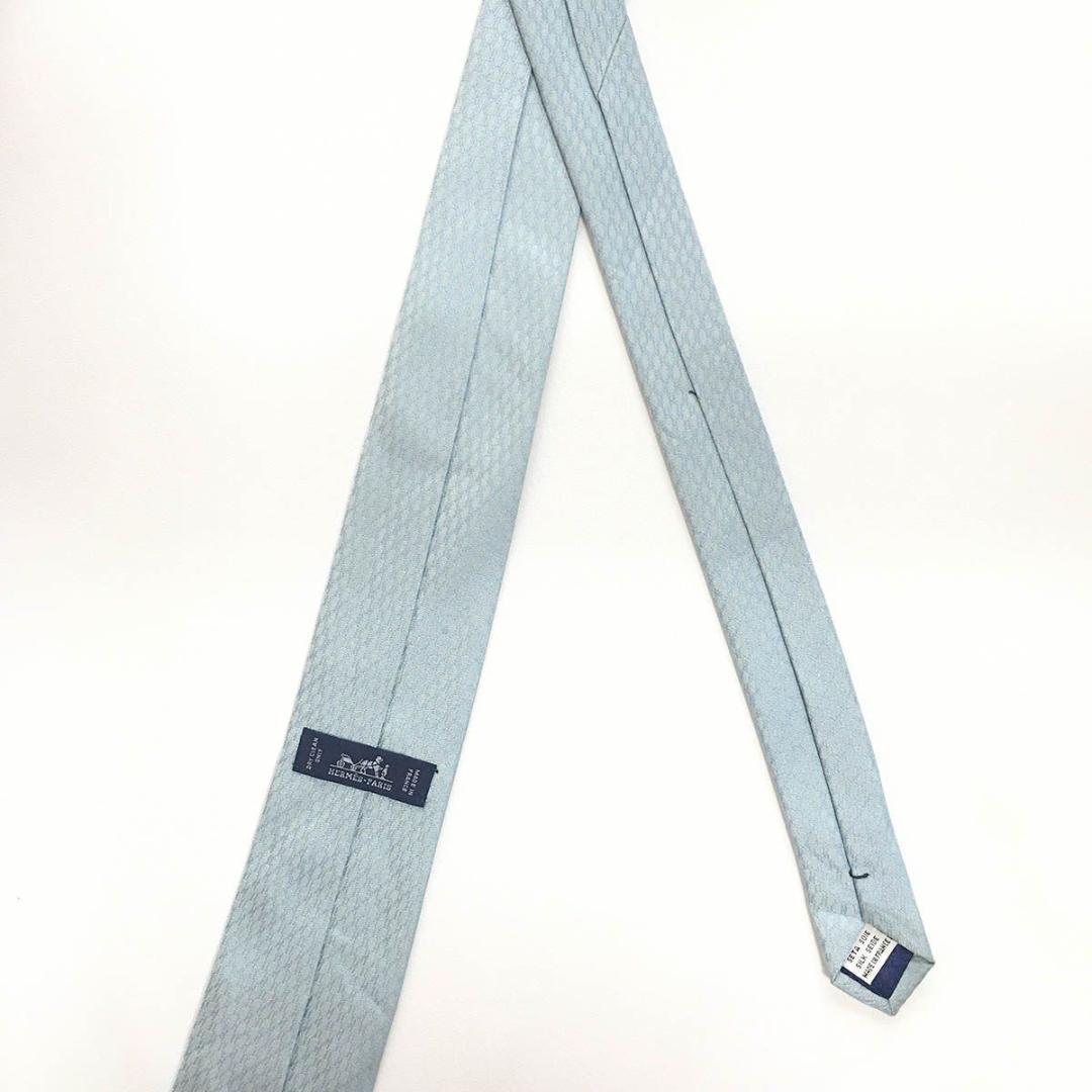 未使用級 エルメス HERMES ネクタイ シルク フランス製 ライトブルー