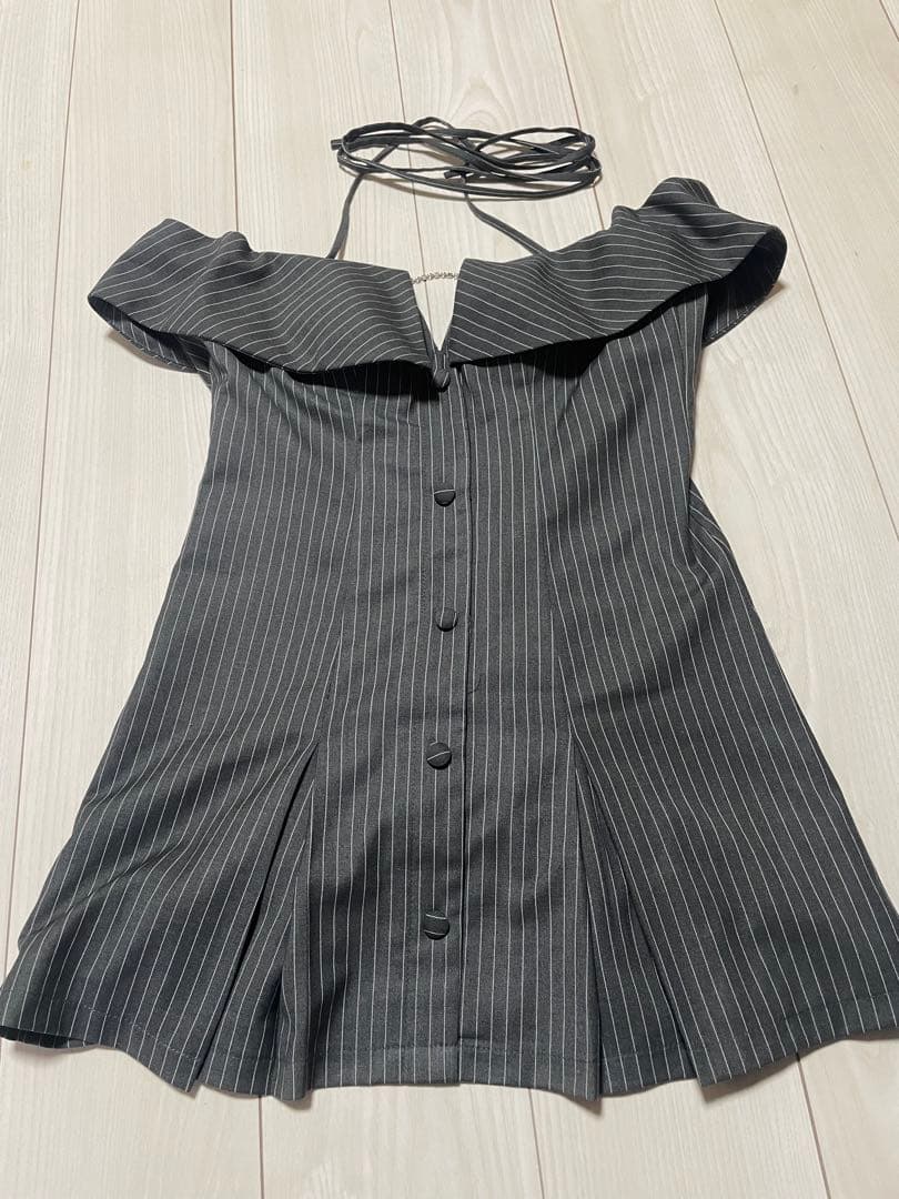 ANGEL R オフショルダー ストライプドレス Sサイズ