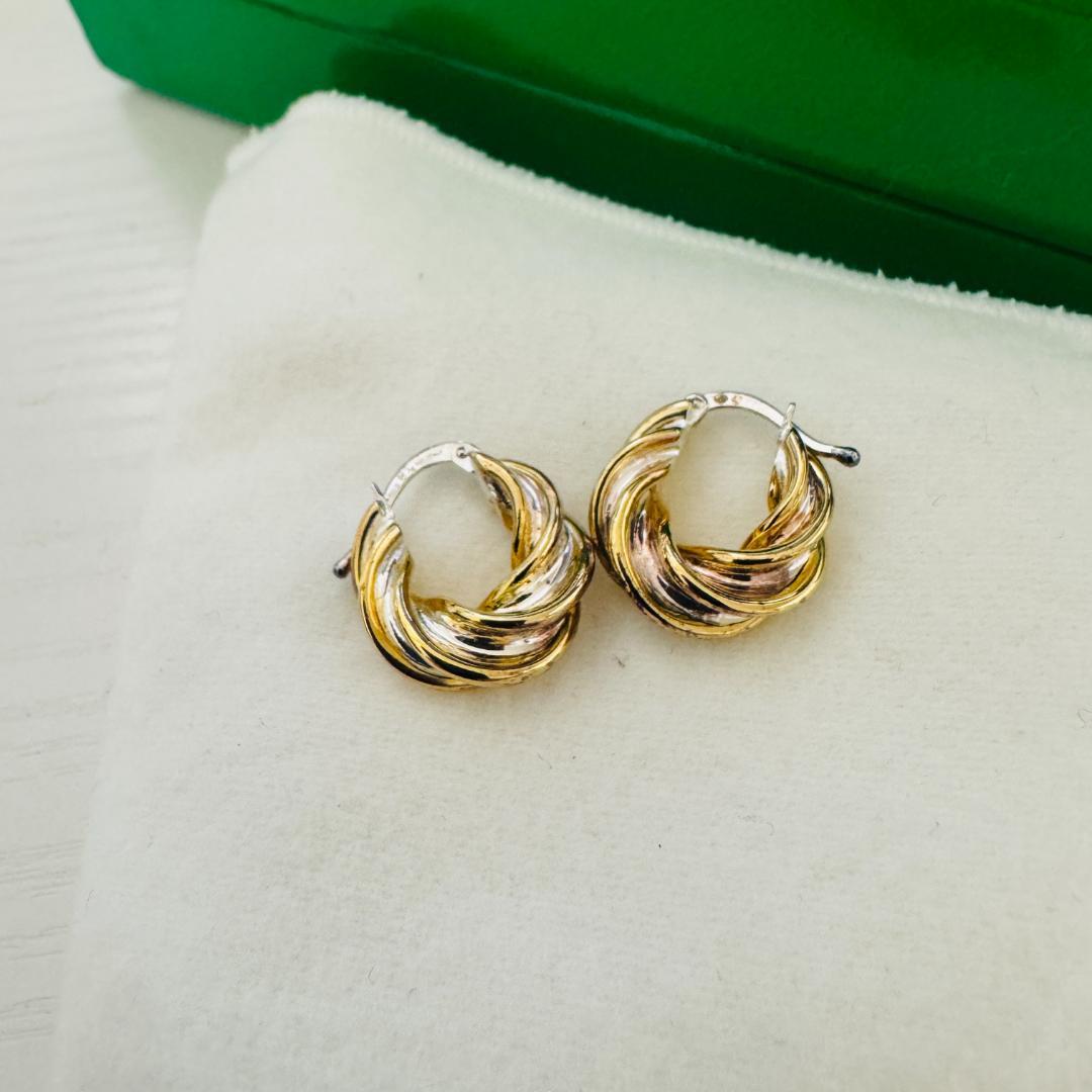 【箱付】BOTTEGA VENETA フープ　ピアス　ツイスト　Ag925