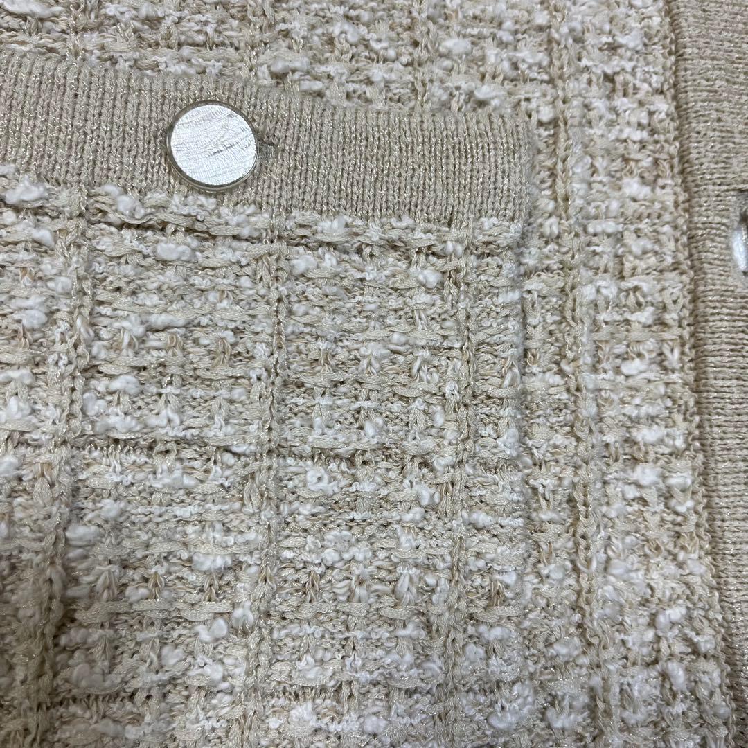 【新品未使用]北欧、暮らしの道具店　ツイード ニットジャケット　アイボリー