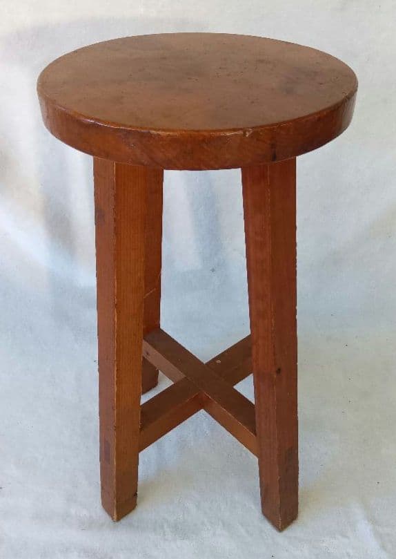 木製スツール　丸型　丸椅子　花台　いす　飾り台　古道具　レトロ