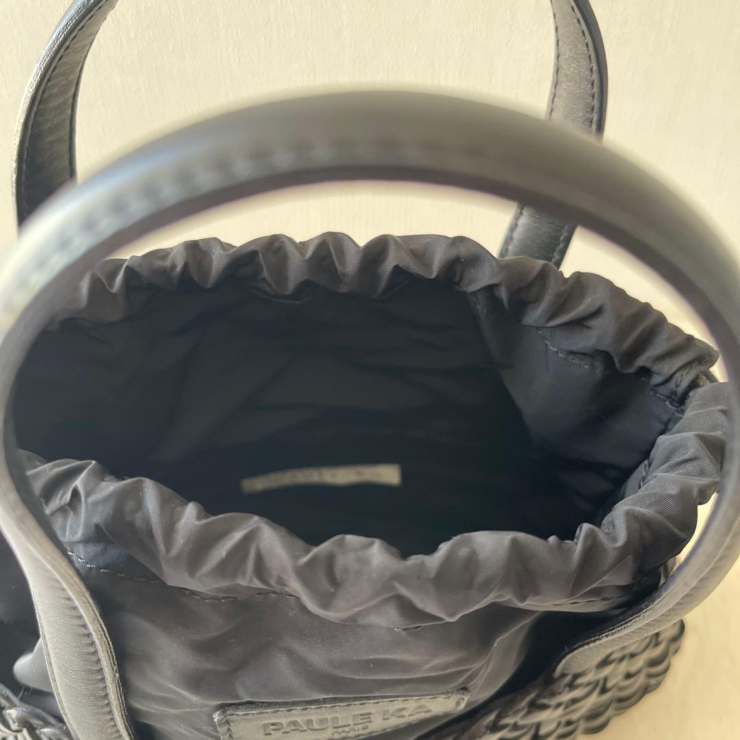 ポールカ　Paule ka かごバック 小さめ 革製　ブラック 黒