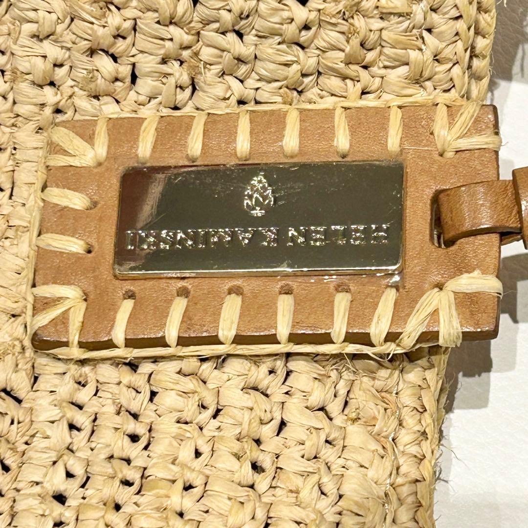 ヘレンカミンスキー ラフィア×レザー トートバッグ ベージュ