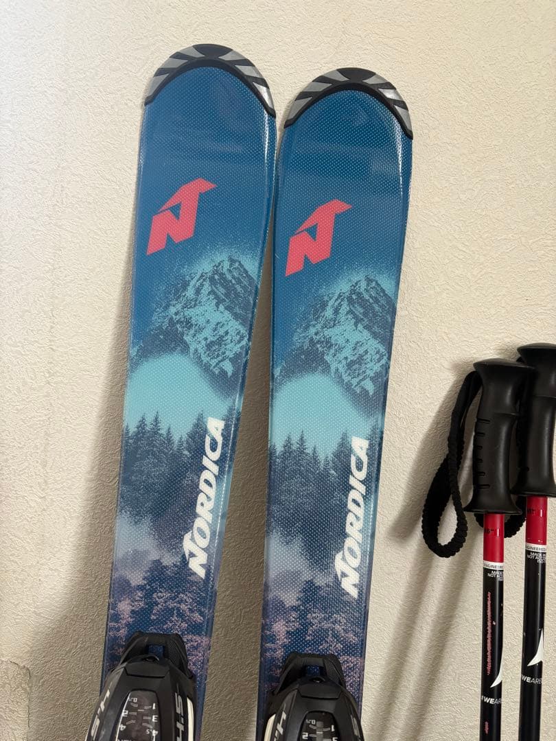 子供スキー3点セットNordica スキー板 Salomon ブーツ ポール