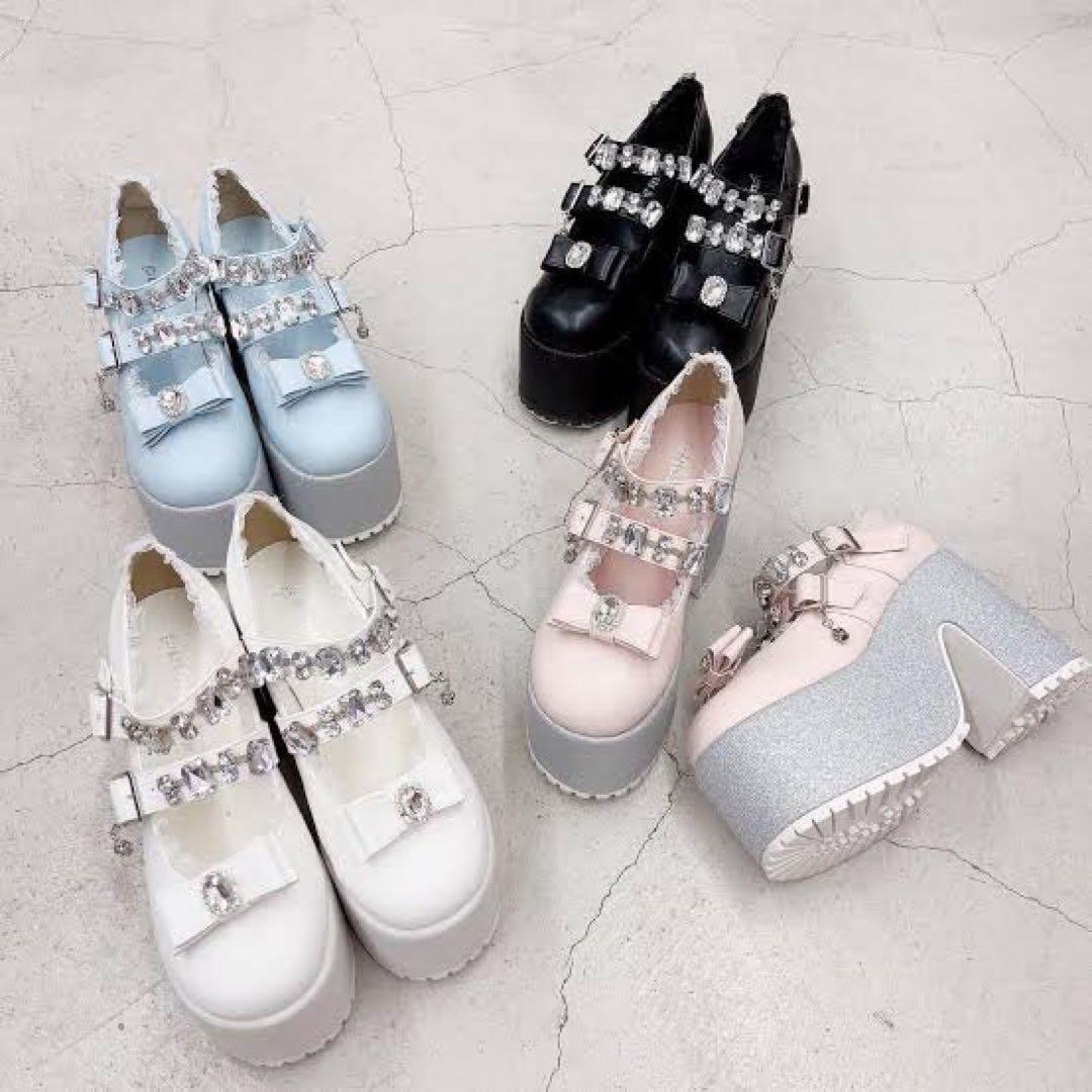 ♡Ank Rouge リボンフリルベルトシューズ 白♡