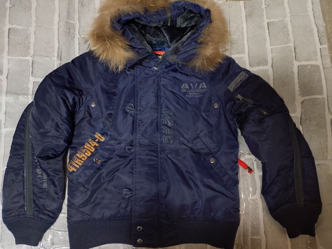 【美品】【Lサイズ】【リアルファー】【N-2B】【ネイビー】【AVIREX】