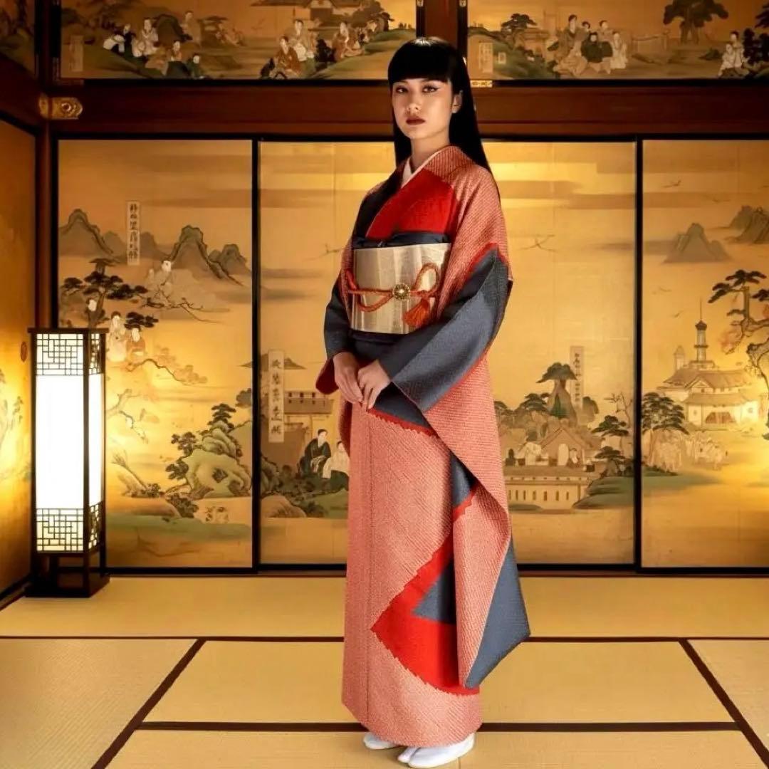 振袖フルセット　手染め　絞り　染分け　成人式振袖　振袖　裄丈69 赤