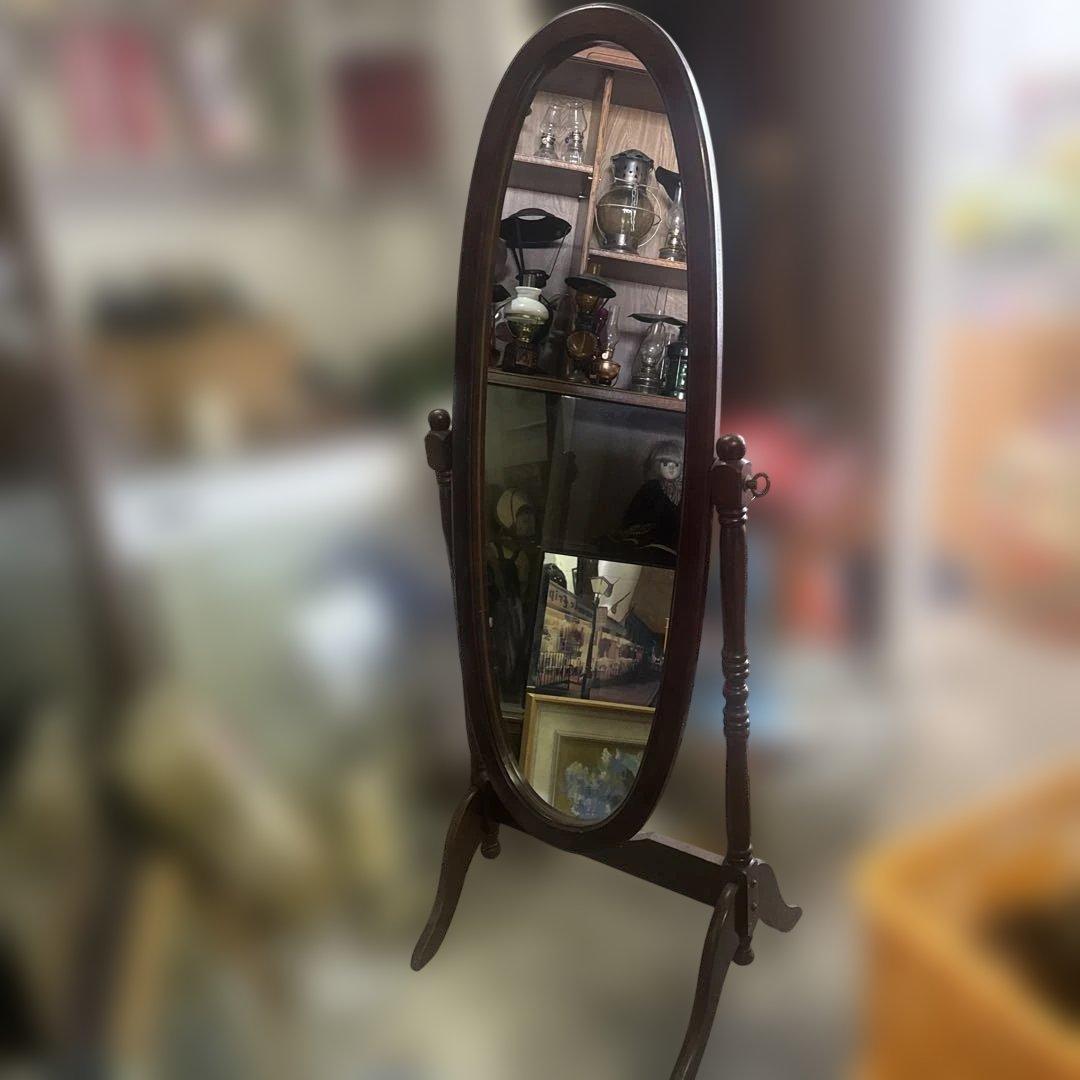 木製オーバルスタンドミラー
