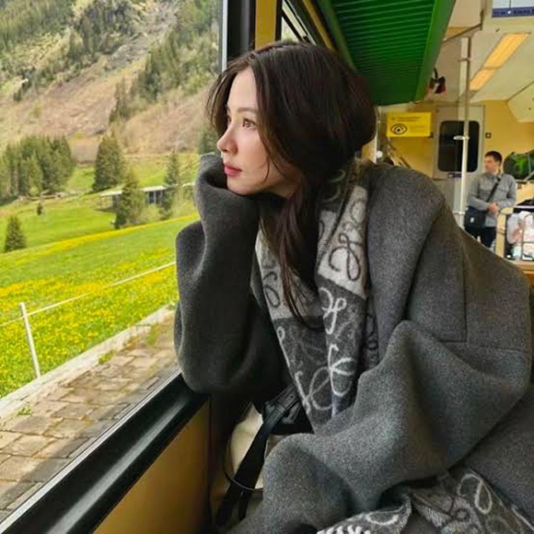 【新品未使用】ロエベ　チェッカーボードスカーフ(ウール&カシミヤ)