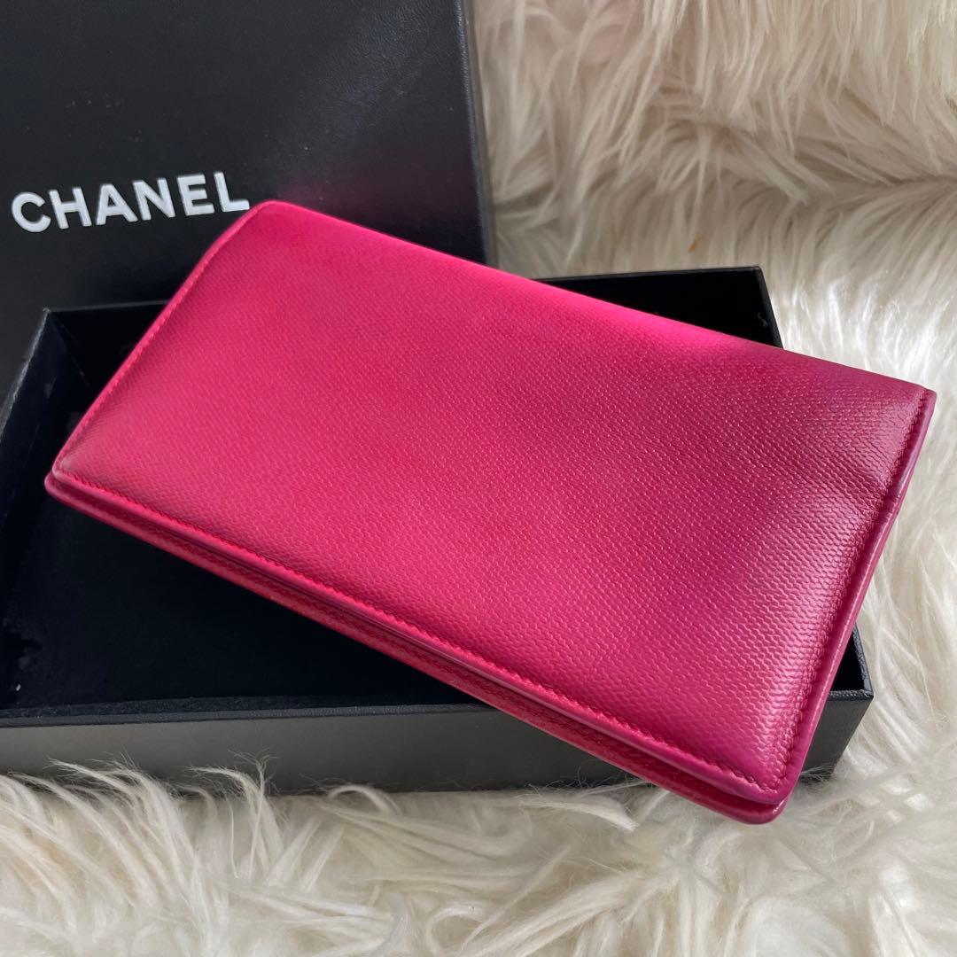 希少 CHANEL 二つ折り 財布 ココマーク ピンク 正規品