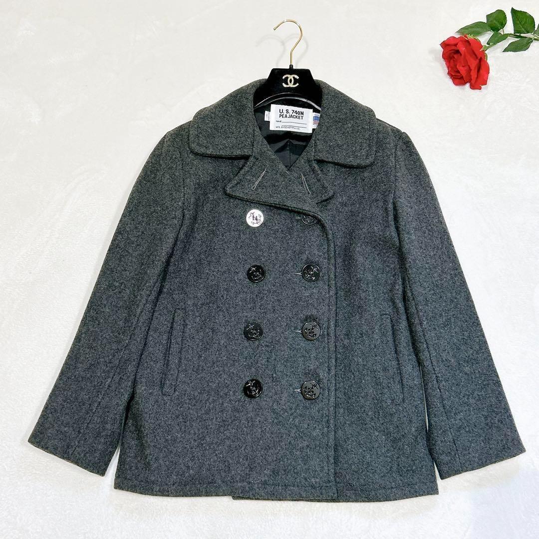 未使用級美品✨　schott BROS ピーコート　グレー　38 ウール　ダブル
