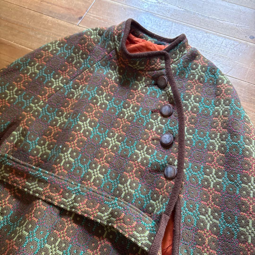 60sビンテージ/Real Welsh Tapestry ケープコート ポンチョ