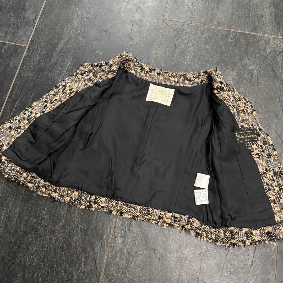 グレースコンチネンタル　ミックスツイード　ノーカラージャケット