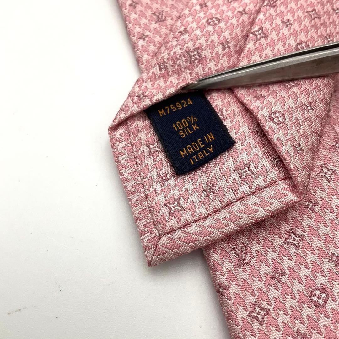 LOUIS VUITTON ルイヴィトン ネクタイ モノグラム ピンク シルク