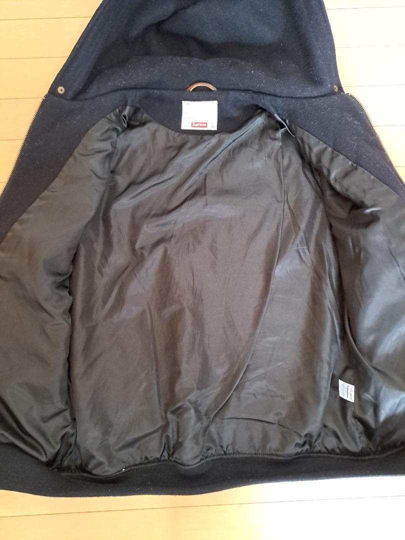 SUPREME フード付きスタジャン 黒/茶