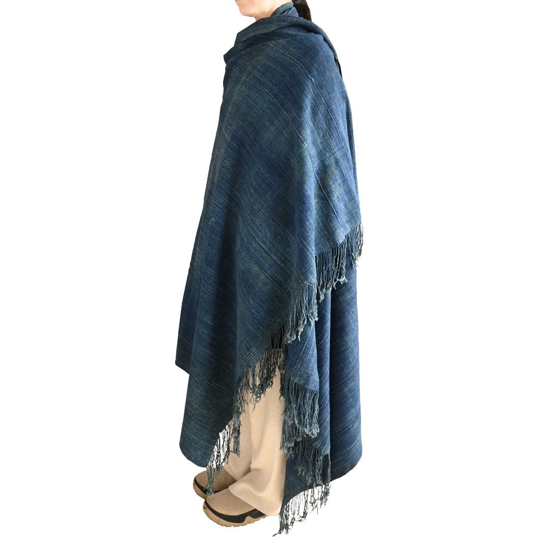 アフリカ ブルキナファソ モシ族/ブルーインディゴ 大判クロス/フリンジストール