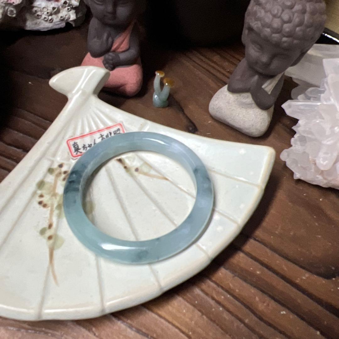 本翡翠、個性的水墨画、 氷糯種バングル　〜51.5