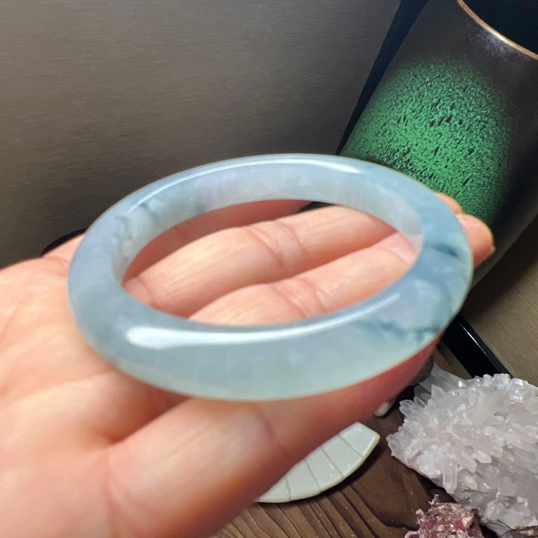 本翡翠、個性的水墨画、 氷糯種バングル　〜51.5