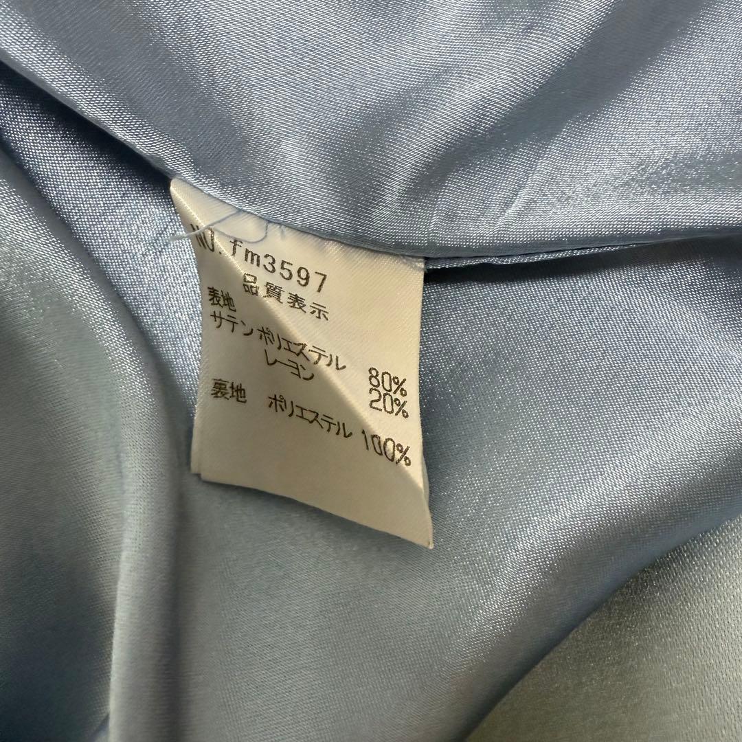 ローブドフルール サテンネックリボンバストジップフレアミニキャバドレス ブルー