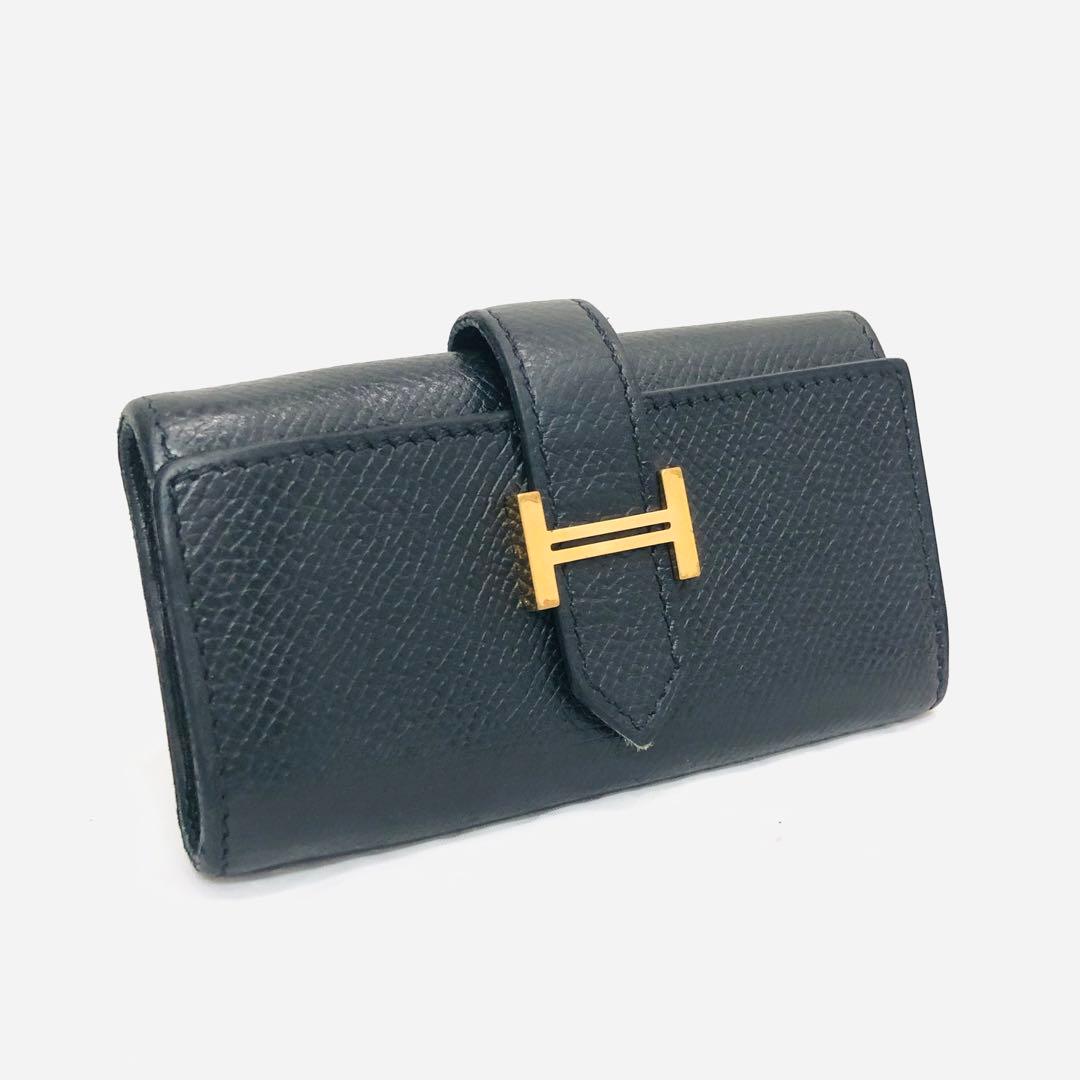 美品 HERMES エルメス べアン 4連 キーケース 黒 ゴールド金具