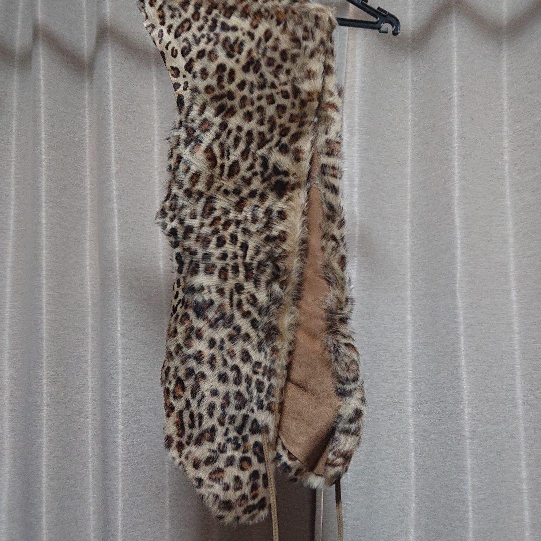 moimoi 羊革 リアルファー ヒョウ柄ショール