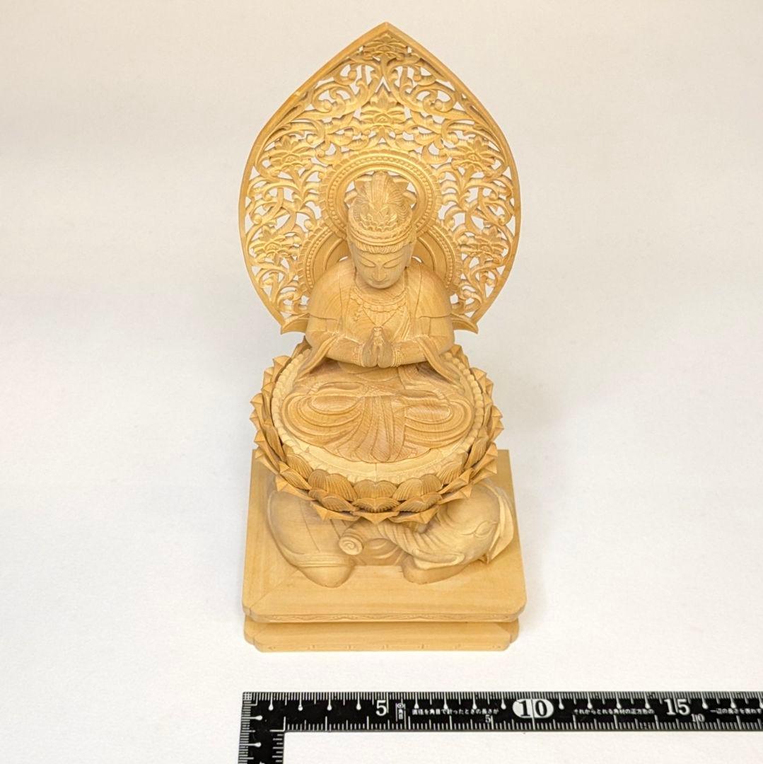 【セール・新品】 普賢菩薩　文殊菩薩　柘植　総高さ約21.5㎝　仏像