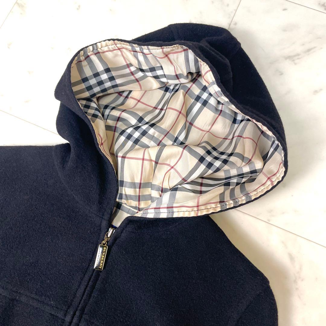 【美品】バーバリーブルーレーベル フード ウールコート アンゴラ M 黒