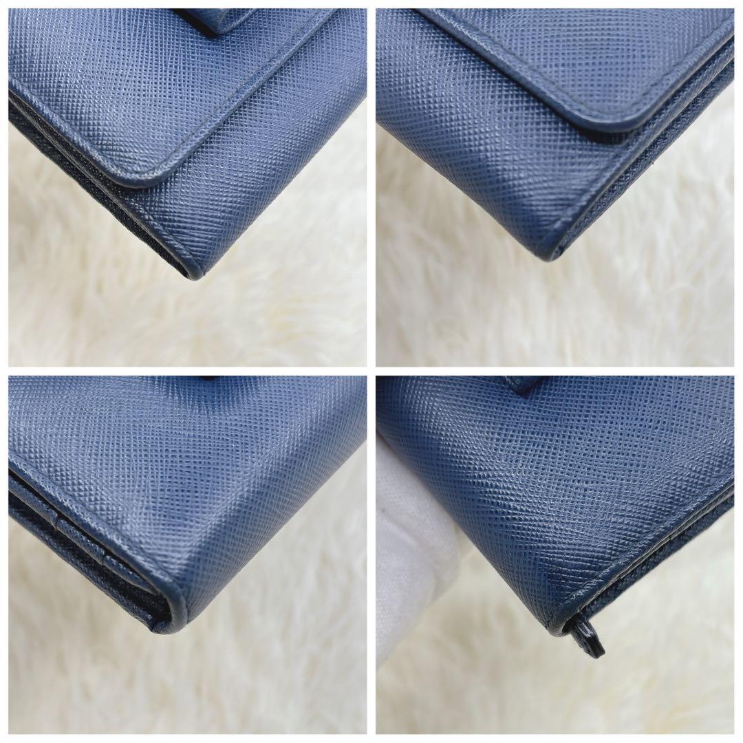 PRADA 長財布 サフィアーノ フィオッコ メタルロゴ リボン ネイビー