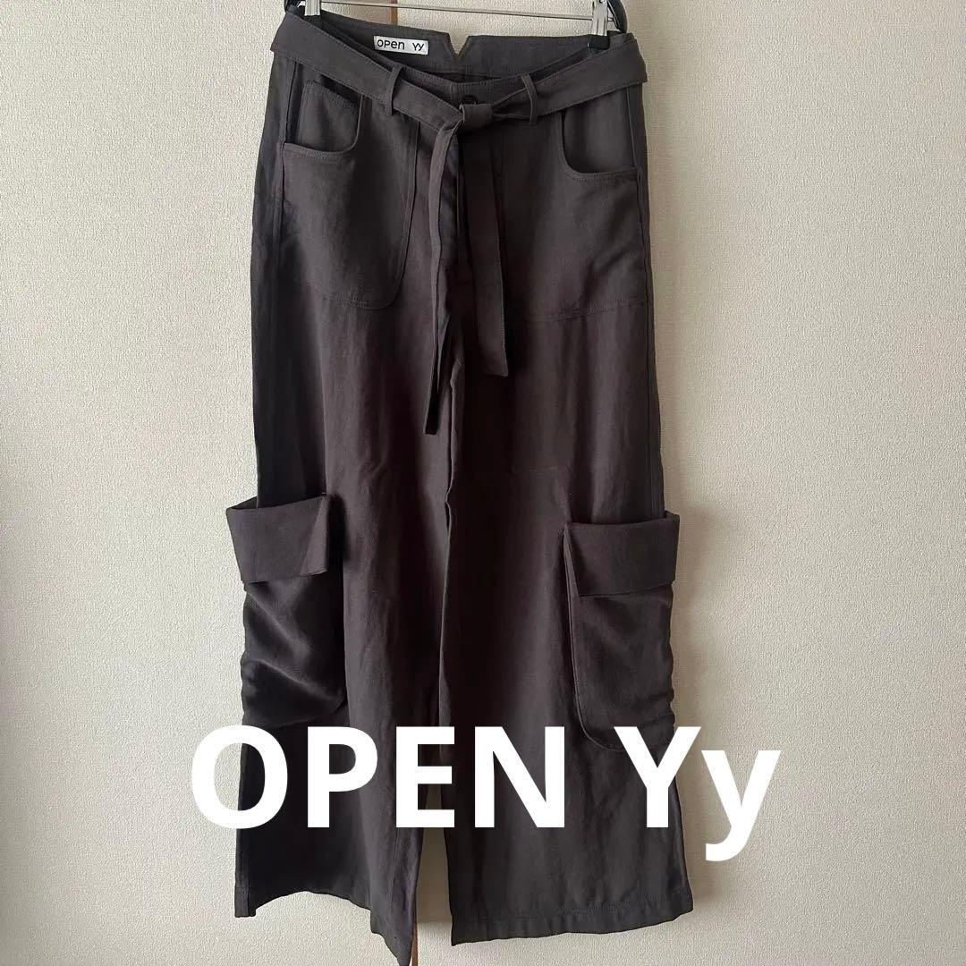 【美品】OPEN Yy LINEN CARGO PANTS CHARCOAL M