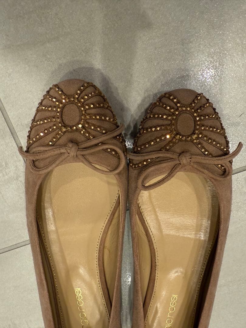 【美品】Sergio Rossi パンプス ラウンドバレリーナ　ベージュ22.5