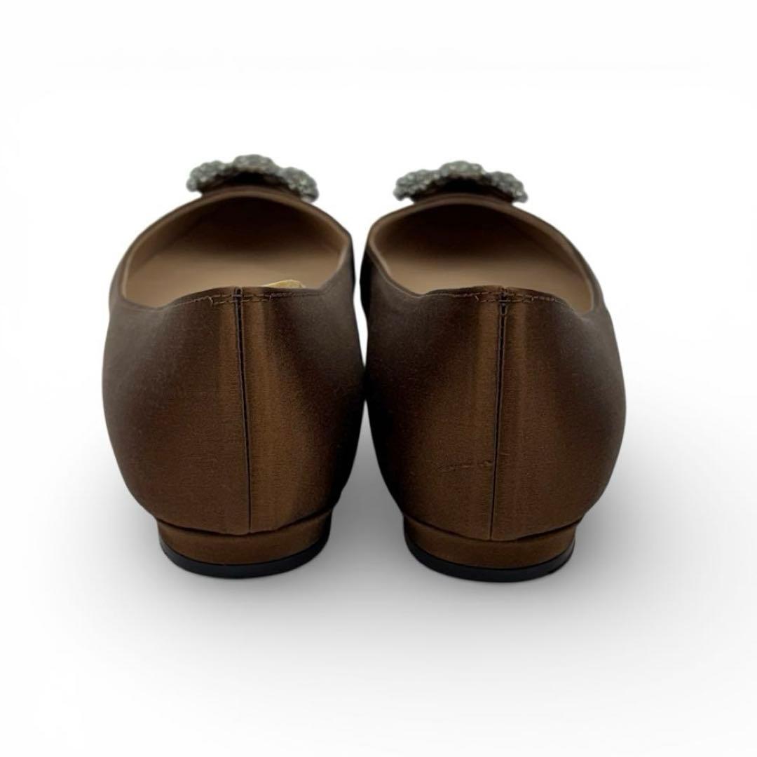 【美品】マノロブラニク ハンギシ　36　23cm　ブラウン　サテン　パンプス