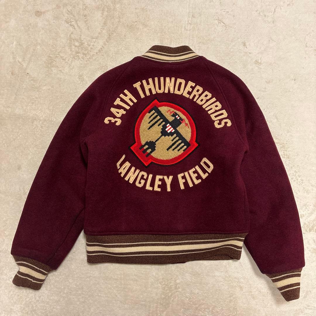 激レア⭐️BUZZ RICKSON スタジャン 刺繍　ワインレッド XLサイズ相当