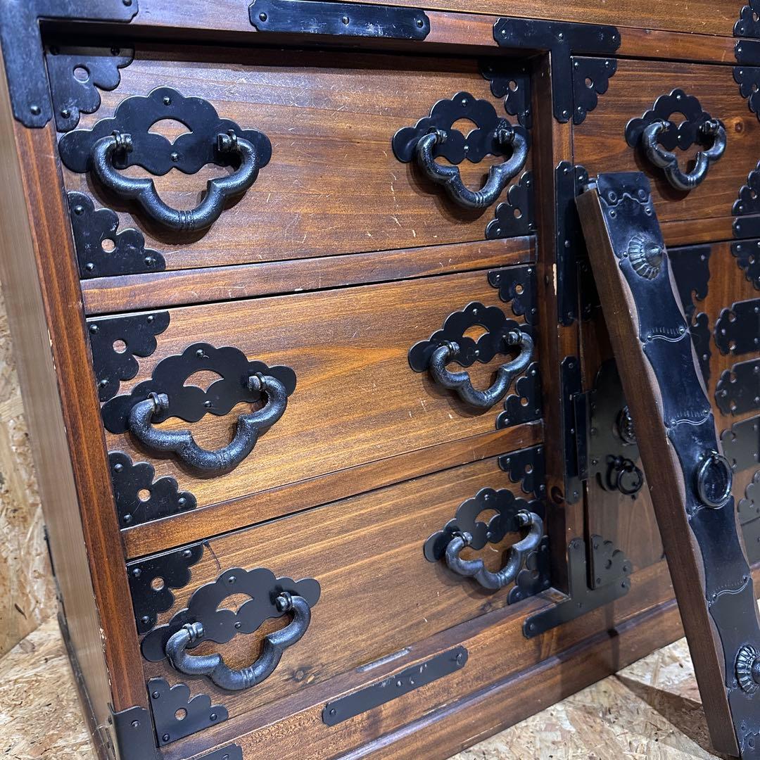 楡材　閂　アンティーク　小箪笥　和箪笥