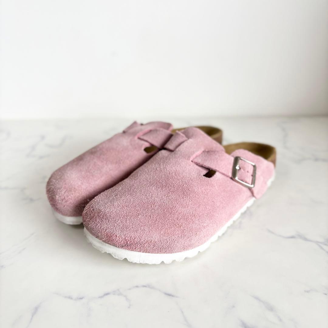 ビルケンシュトック 40 26.0 ボストン サンダル スエード ピンク