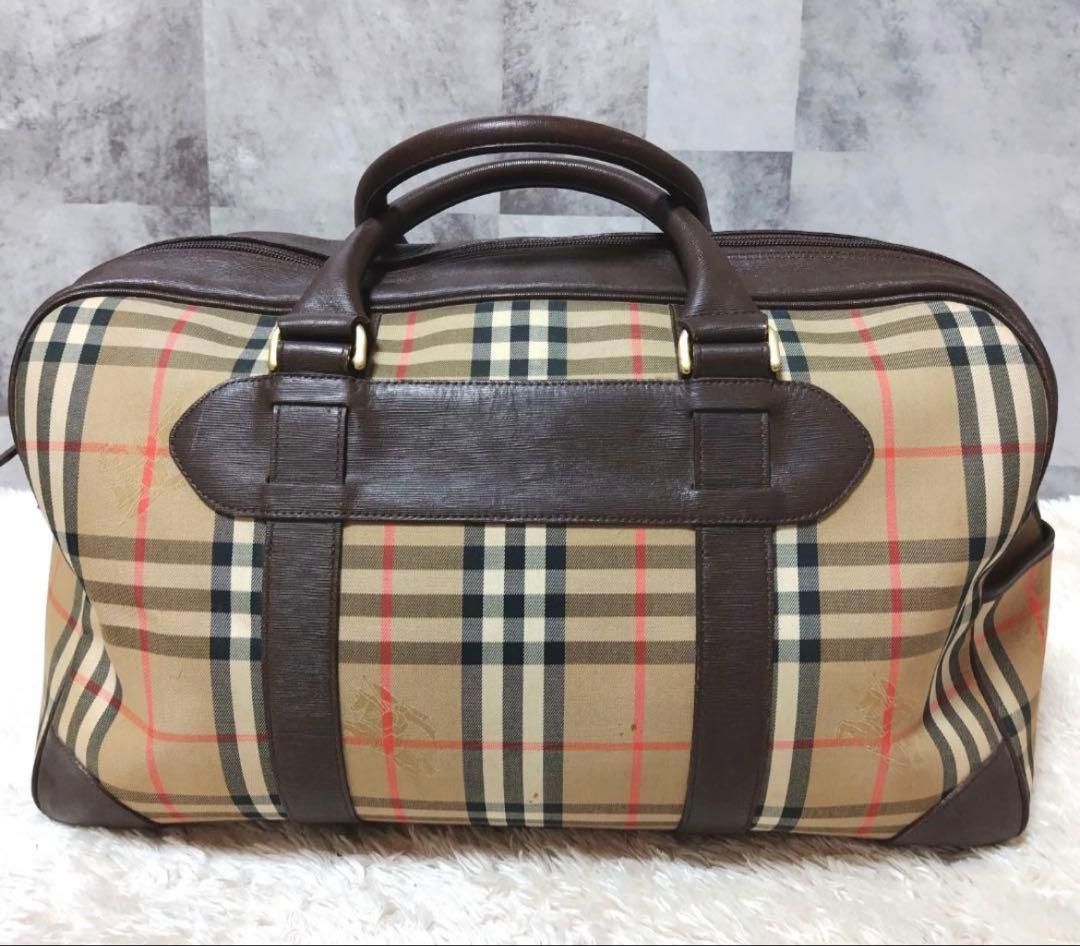 Burberry ボストンバッグ大容量 ノバチェック 旅行カバン シャドーホース