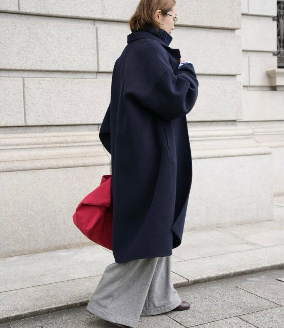 びすけ☆未使用☆ウールアンゴラ リバーコート　ネイビー　36