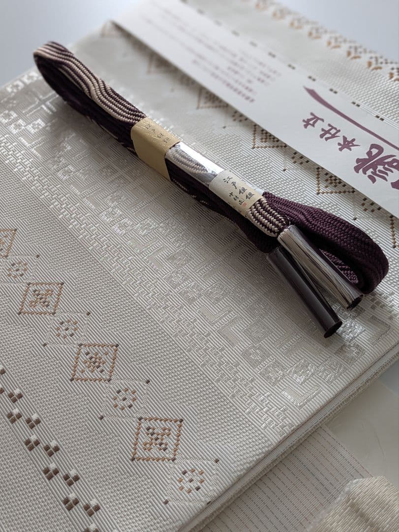 本場筑前博多織幾何学文様お仕立て上がり袋帯