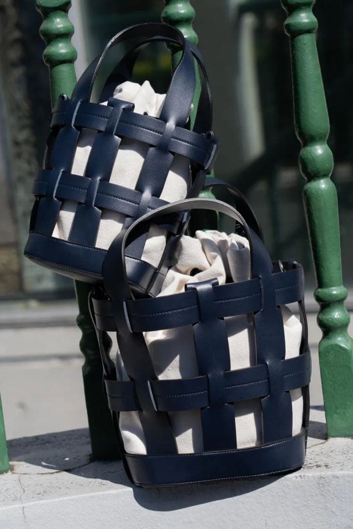 【新品未使用】BLUE×PALANG WOVEN BASKET BAG NAVY