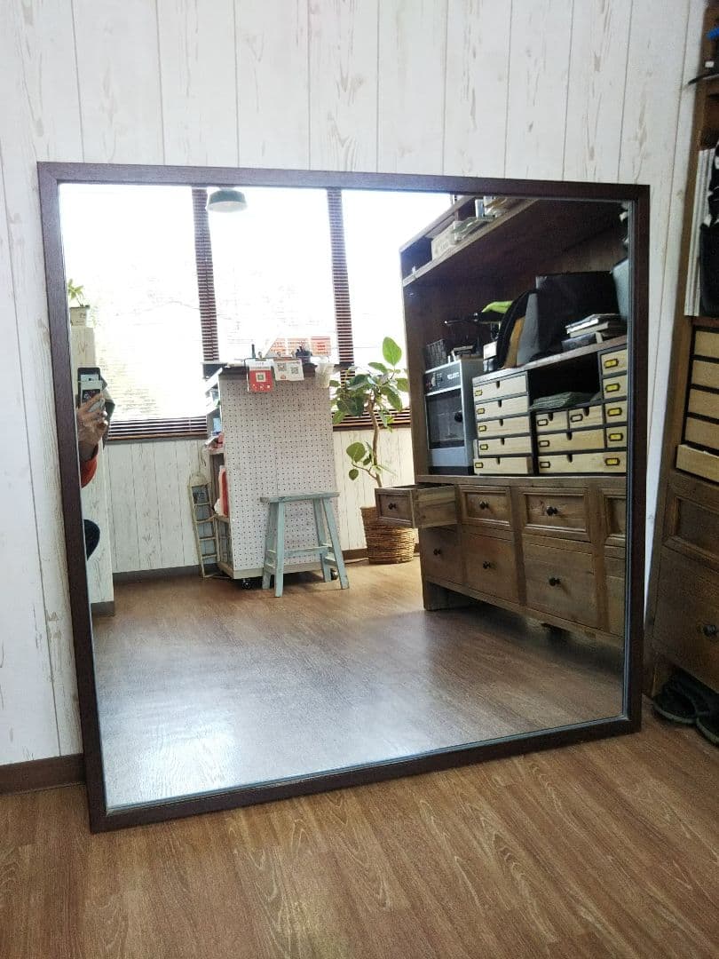 壁掛け鏡 木目調 たのメル便