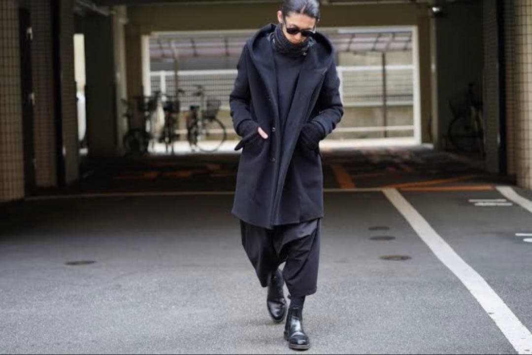 新品同様　定価110000 カシミヤ混Wフェイスビーバー フーデッドコート　黒