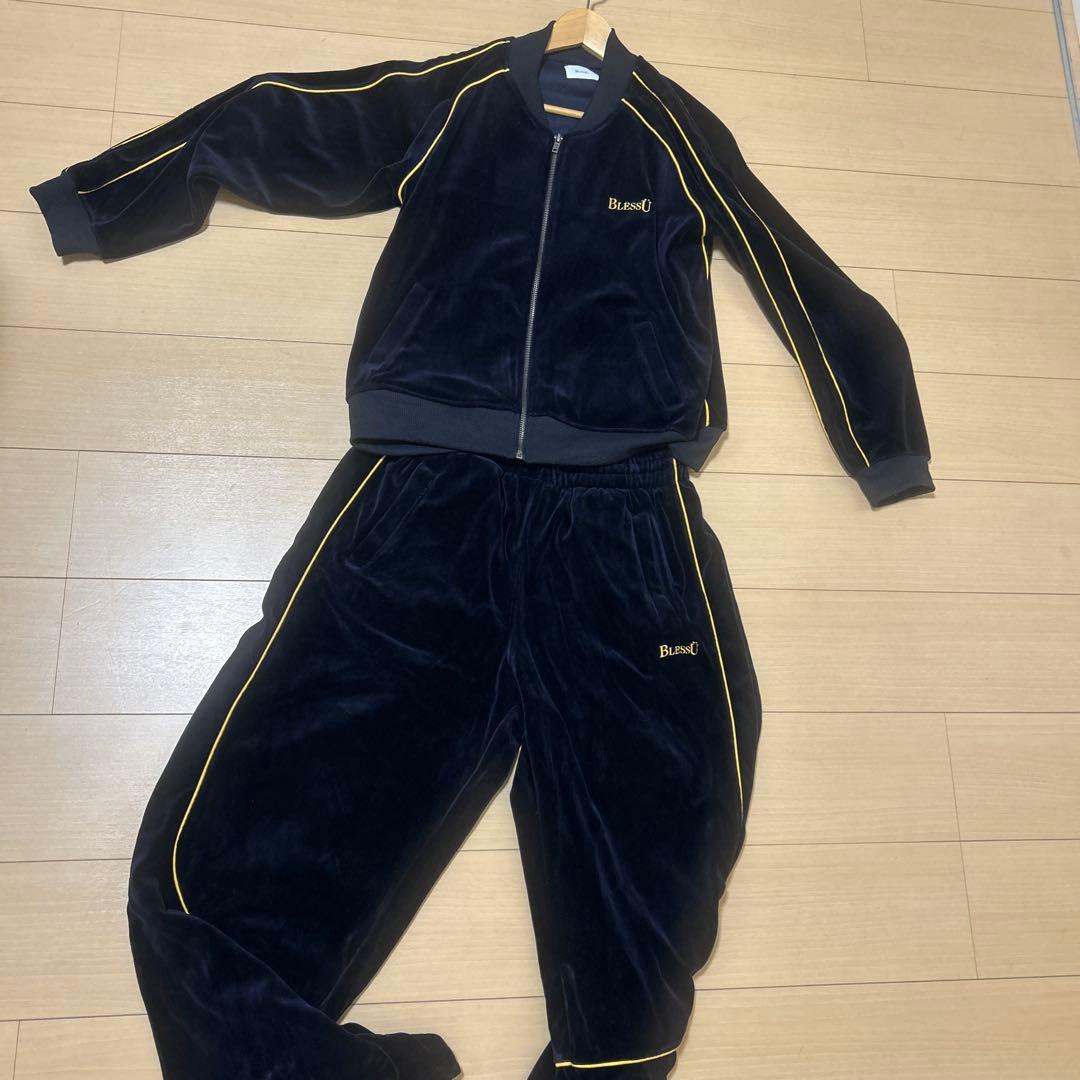 BlessU ベルベットジャージセット ネイビー　 上:Mサイズ　下:Lサイズ
