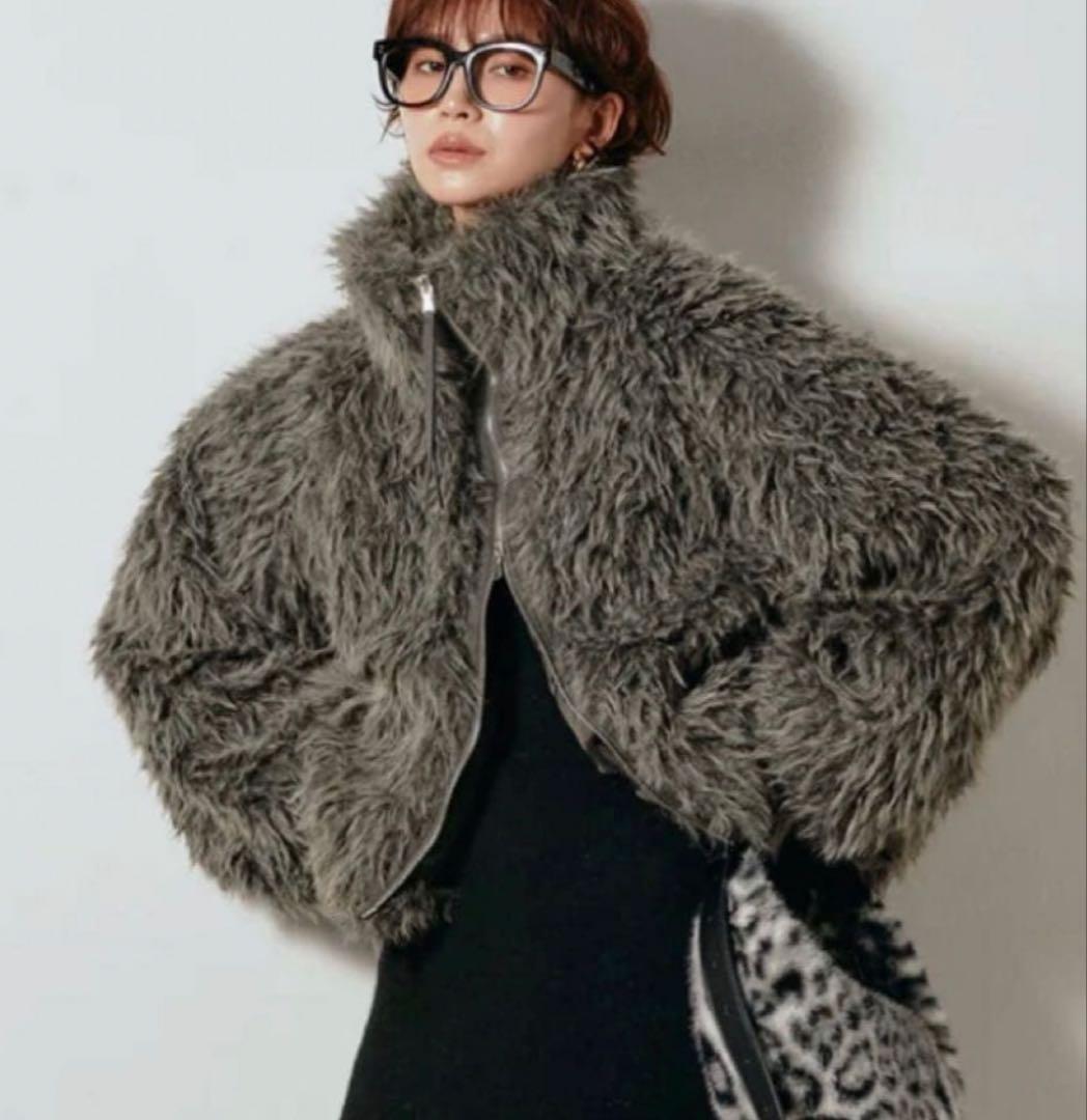 ESICA ミックスシープファースタンドブルゾン　チャコール