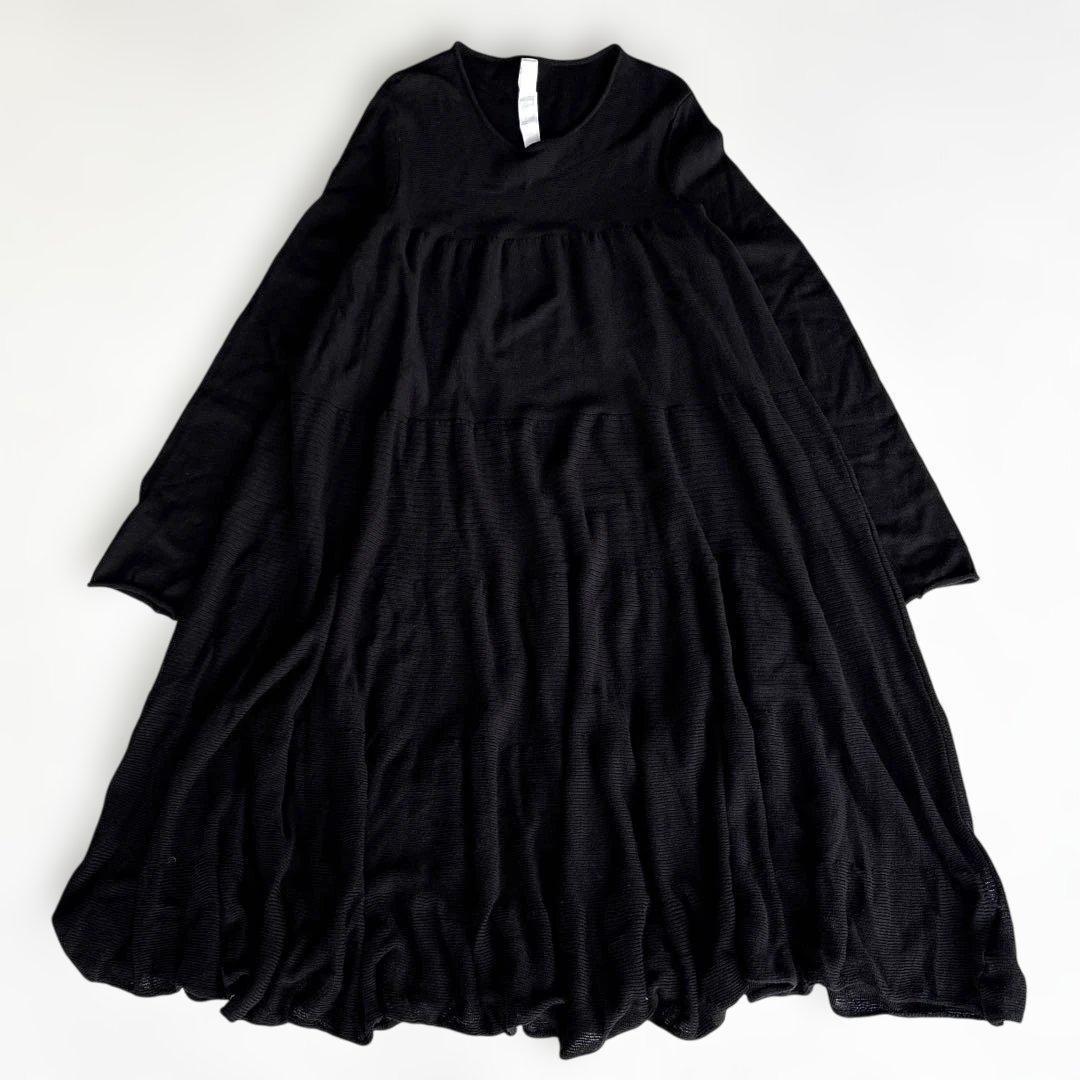 極美品/L相当】マーレット　アディソン　ニットワンピース 　ティアード　ブラック