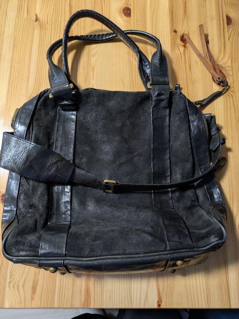 ダークグレー スエード レザー トートバッグ