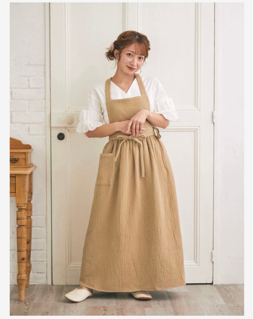 パセリ　parsley辻希美　ブラウン　コットンガーゼエプロン